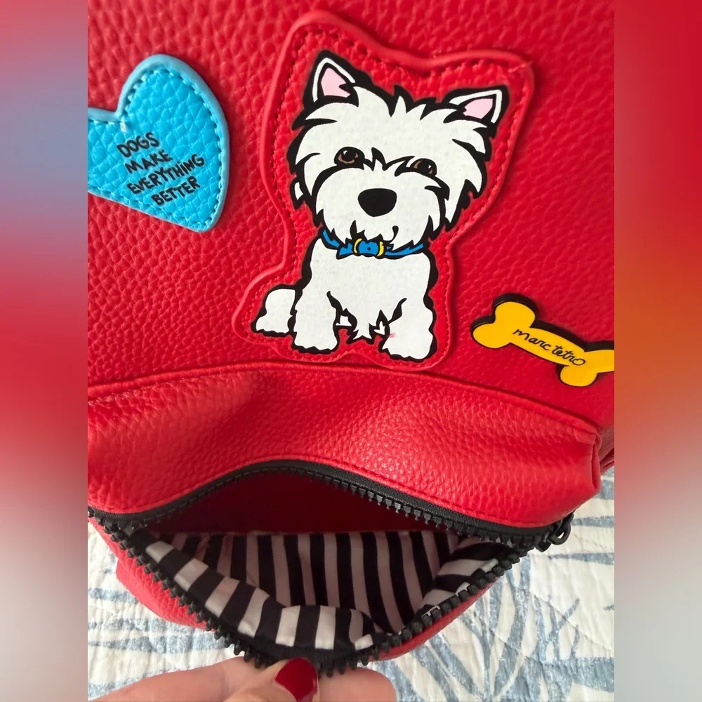 NWOT Marc Tetro Red Westie Dog Mini‎ Zippered Backpack, OS